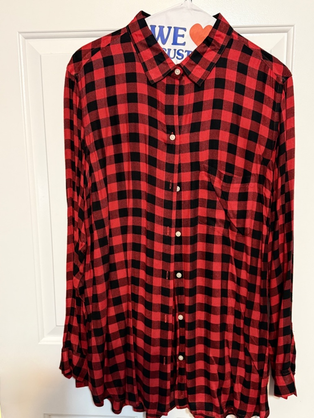 Old Navy Red and Black Plaid Button-Down Shirt